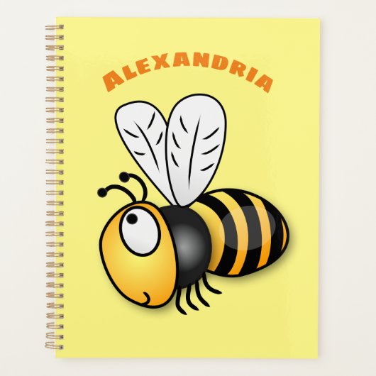 Cute happy bee cartoon illustratie planner (Voorkant)