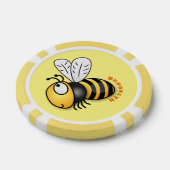 Cute happy bee cartoon illustratie poker chips (Enkel)