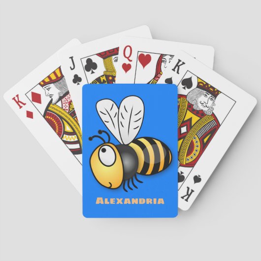Cute happy bee cartoon illustratie pokerkaarten (Achterkant)