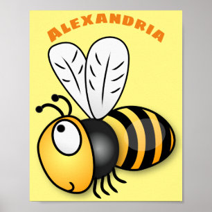 Cute happy bee cartoon illustratie poster