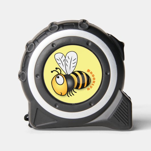 Cute happy bee cartoon illustratie rolmaat (Voorkant)