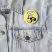 Cute happy bee cartoon illustratie ronde button 5,7 cm (In situ)