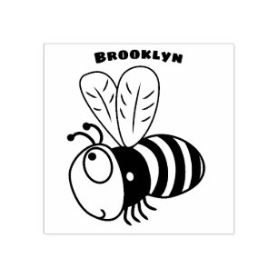 Cute happy bee cartoon illustratie rubberstempel