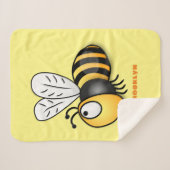 Cute happy bee cartoon illustratie sherpa deken (Voorkant (horizontaal))