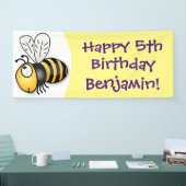 Cute happy bee cartoon illustratie spandoek (Beurs)