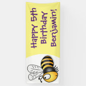 Cute happy bee cartoon illustratie spandoek (Verticaal)