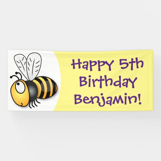 Cute happy bee cartoon illustratie spandoek (Horizontaal)