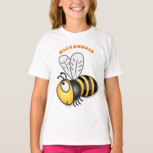 Cute happy bee cartoon illustratie t-shirt (Voorkant)