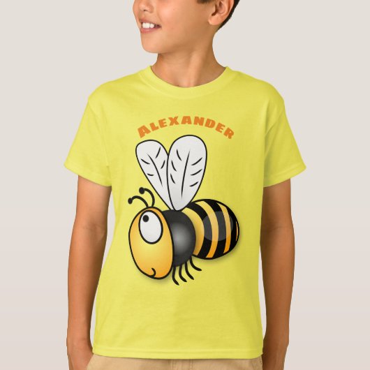 Cute happy bee cartoon illustratie t-shirt (Voorkant)