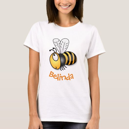 Cute happy bee cartoon illustratie t-shirt (Voorkant)