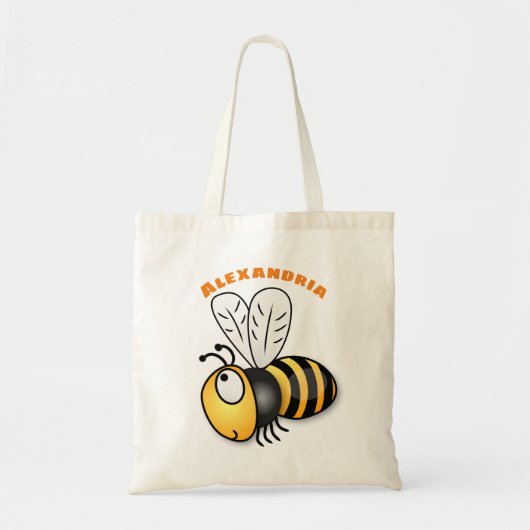 Cute happy bee cartoon illustratie tote bag (Voorkant)