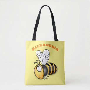 Cute happy bee cartoon illustratie tote bag
