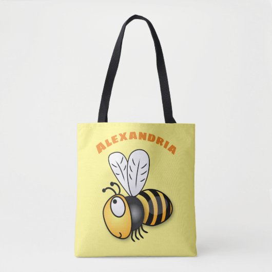 Cute happy bee cartoon illustratie tote bag (Voorkant)