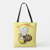 Cute happy bee cartoon illustratie tote bag (Achterkant)