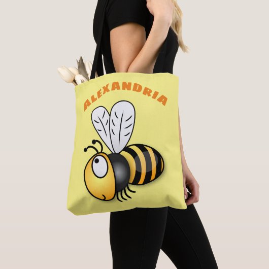 Cute happy bee cartoon illustratie tote bag (Dichtbij)