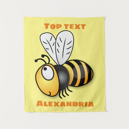 Cute happy bee cartoon illustratie wandkleed (Voorkant)