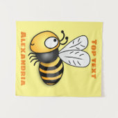 Cute happy bee cartoon illustratie wandkleed (Voorkant (horizontaal))