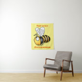 Cute happy bee cartoon illustratie wandkleed (In situ)