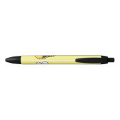 Cute happy bee cartoon illustratie zwarte inkt pen (Achterkant)