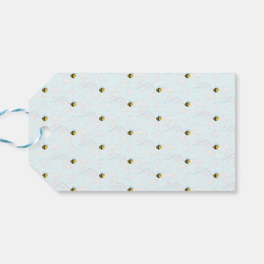 Cute happy bee gift label cadeaulabel (Achterkant Horizontaal)