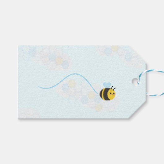 Cute happy bee gift label cadeaulabel (Voorkant (Horizontaal))