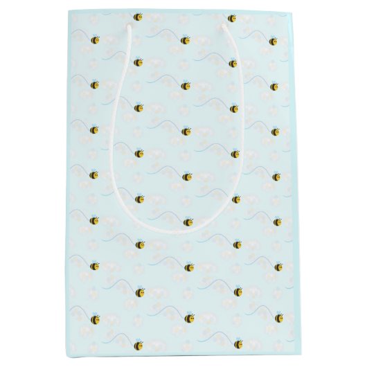 Cute happy beige cadeaastas voor bijen medium cadeauzakje (Voorkant)