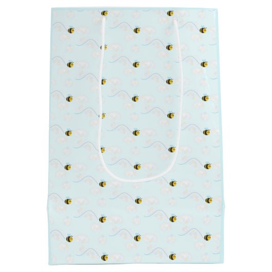 Cute happy beige cadeaastas voor bijen medium cadeauzakje (Achterkant)