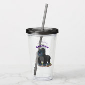 Cute happy big gorilla cartoon illustratie acryl drinkbeker (Achterkant)