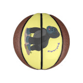 Cute happy big gorilla cartoon illustratie basketbal (Verticaal)