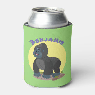Cute happy big gorilla cartoon illustratie blikjeskoeler