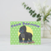 Cute happy big gorilla cartoon illustratie briefkaart (Staand voorkant)