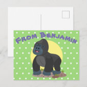 Cute happy big gorilla cartoon illustratie briefkaart (Voorkant / Achterkant)