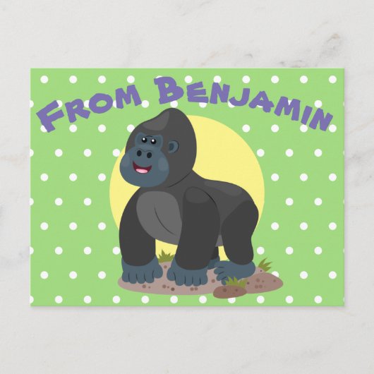 Cute happy big gorilla cartoon illustratie briefkaart (Voorkant)
