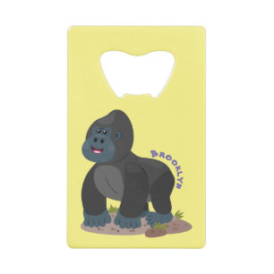 Cute happy big gorilla cartoon illustratie creditkaart flessenopener