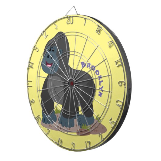 Cute happy big gorilla cartoon illustratie dartbord (Voorkant Rechts)