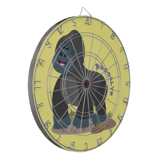 Cute happy big gorilla cartoon illustratie dartbord (Voorkant Links)