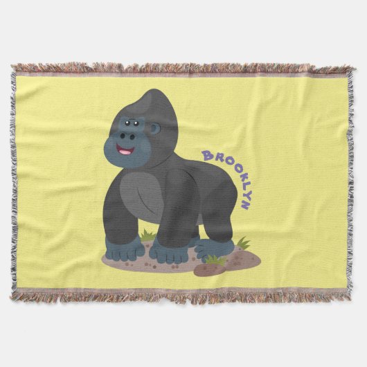 Cute happy big gorilla cartoon illustratie deken (Voorkant)