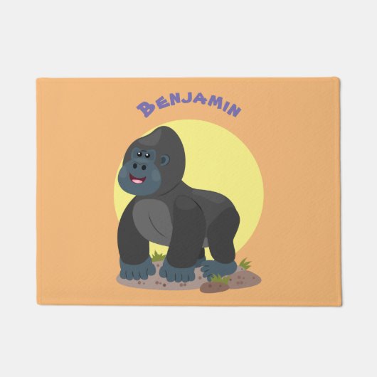 Cute happy big gorilla cartoon illustratie deurmat (Voorkant)