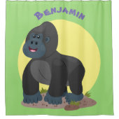 Cute happy big gorilla cartoon illustratie douchegordijn (Voorkant)
