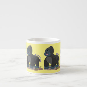 Cute happy big gorilla cartoon illustratie espresso kop