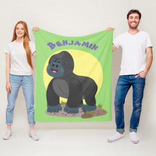 Cute happy big gorilla cartoon illustratie fleece deken