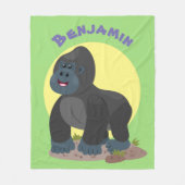 Cute happy big gorilla cartoon illustratie fleece deken (Voorkant)