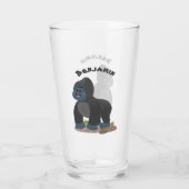 Cute happy big gorilla cartoon illustratie glas (Achterkant)