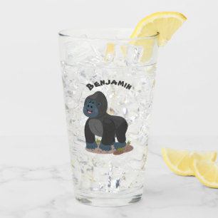 Cute happy big gorilla cartoon illustratie glas