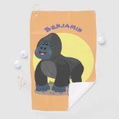Cute happy big gorilla cartoon illustratie golfhanddoek (Insitu)