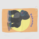 Cute happy big gorilla cartoon illustratie golfhanddoek (Horizontaal)