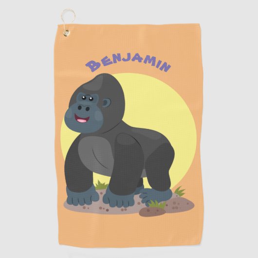 Cute happy big gorilla cartoon illustratie golfhanddoek (Voorkant)