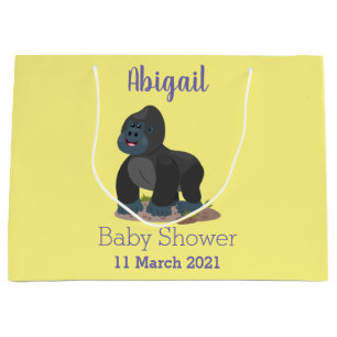 Cute happy big gorilla cartoon illustratie groot cadeauzakje