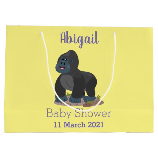 Cute happy big gorilla cartoon illustratie groot cadeauzakje (Achterkant)