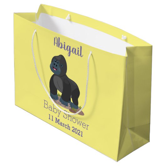 Cute happy big gorilla cartoon illustratie groot cadeauzakje (Achterkant Gekanteld)